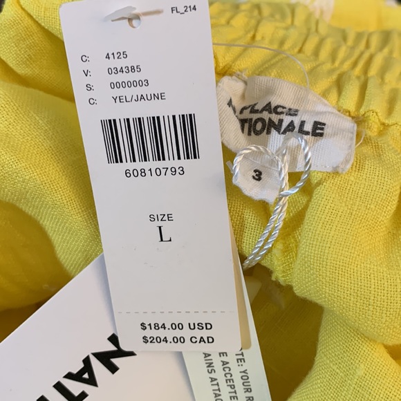 Anthro Place Nationale Yellow Linen Embroidered Shorts L